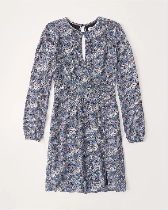 Женское платье Abercrombie Fitch синего цвета с изображением цветов. Модель 04960. Доставка по России, Москве и Области от Moscow USA