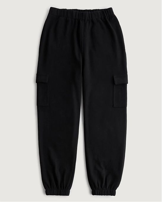 Женские спортивные штаны Hollister Dad joggers черного цвета с боковыми карманами. Модель 06767. Подробное описание и цена товара. Доставка по России, Москве и Области от Moscow USA