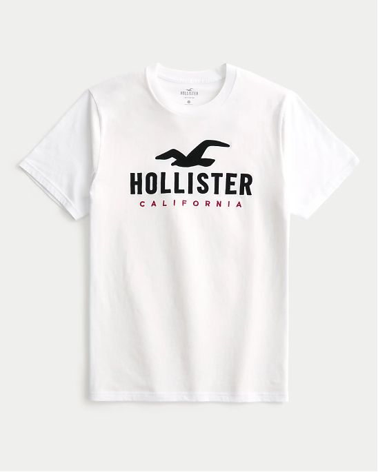 Moscow USA предлагает вам купить футболку Hollister белого цвета с нашитым логотипом. Модель 07608. Доставка по России, Москве и области, самовывоз.