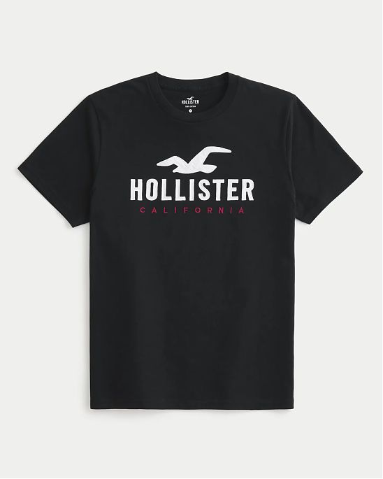Moscow USA предлагает вам купить футболку Hollister черного цвета с нашитым логотипом. Модель 07599. Доставка по России, Москве и области, самовывоз.