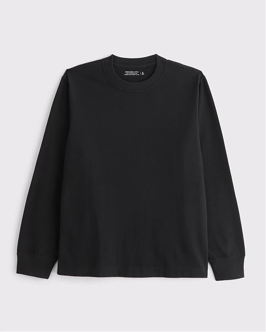 Мужской лонгслив Abercrombie & Fitch из плотного хлопка с круглым вырезом. Оригинальная модель 08196, бесплатная доставка и примерка по России.