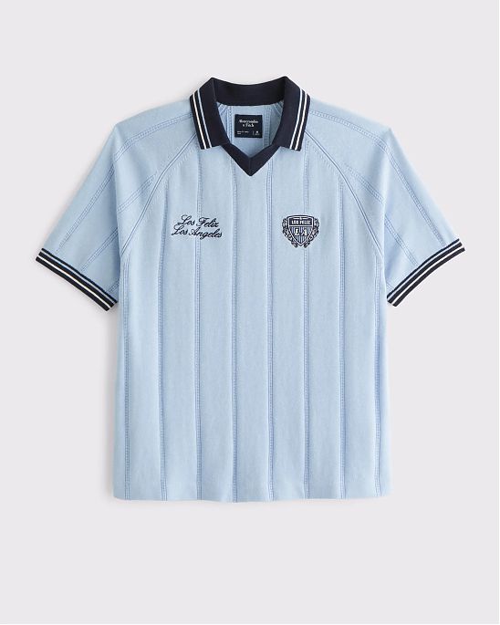 Мужской свитер Abercrombie & Fitch с вышивкой на груди и воротником поло. Оригинальная модель, бесплатная доставка и примерка по России.