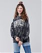 Женская толстовка синего цвета Hollister Oversize темно-серого цвета с принтами. Модель 05580. Подробное описание и цена товара. Доставка по России, Москве и Области от Moscow USA