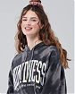 Женская толстовка синего цвета Hollister Oversize темно-серого цвета с принтами. Модель 05580. Подробное описание и цена товара. Доставка по России, Москве и Области от Moscow USA