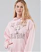 Женская толстовка синего цвета Hollister Oversize розового цвета с надписью и нашитыми цветами. Модель 05678. Подробное описание и цена товара. Доставка по России, Москве и Области от Moscow USA