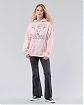 Женская толстовка синего цвета Hollister Oversize розового цвета с надписью и нашитыми цветами. Модель 05678. Подробное описание и цена товара. Доставка по России, Москве и Области от Moscow USA