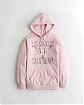 Женская толстовка синего цвета Hollister Oversize розового цвета с надписью и нашитыми цветами. Модель 05678. Подробное описание и цена товара. Доставка по России, Москве и Области от Moscow USA