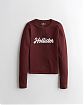 Женская футболка Hollister бордового цвета с нашитой белой надписью и лого чайки. Модель 04883. Доставка по России, Москве и Области от Moscow USA