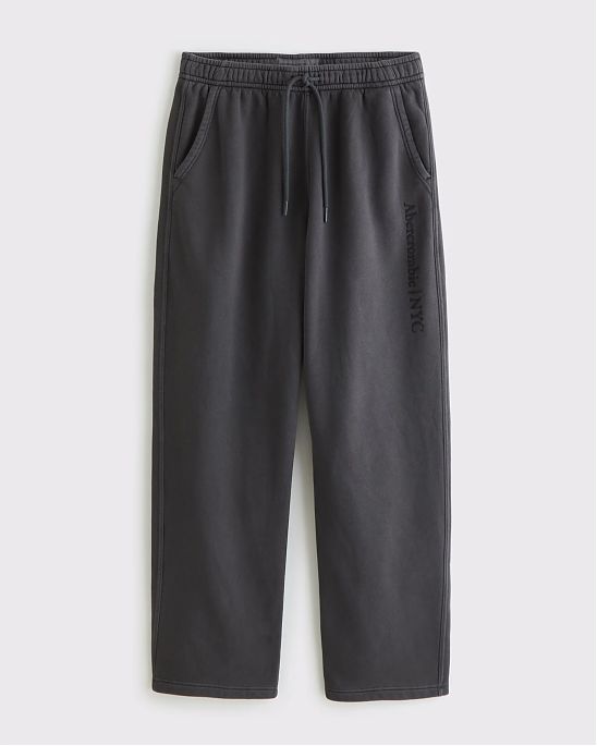 Мужские спортивные штаны Abercrombie & Fitch темно-серого цвета с прямым низом, вышитым логотипом и поясом на резинке. Оригинал. Бесплатная доставка и примерка по России.