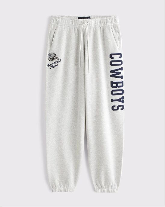 Мужские штаны Abercrombie & Fitch светло-серого цвета с графикой Даллас Ковбойз. Оригинальная модель 08142, бесплатная доставка и примерка по России.